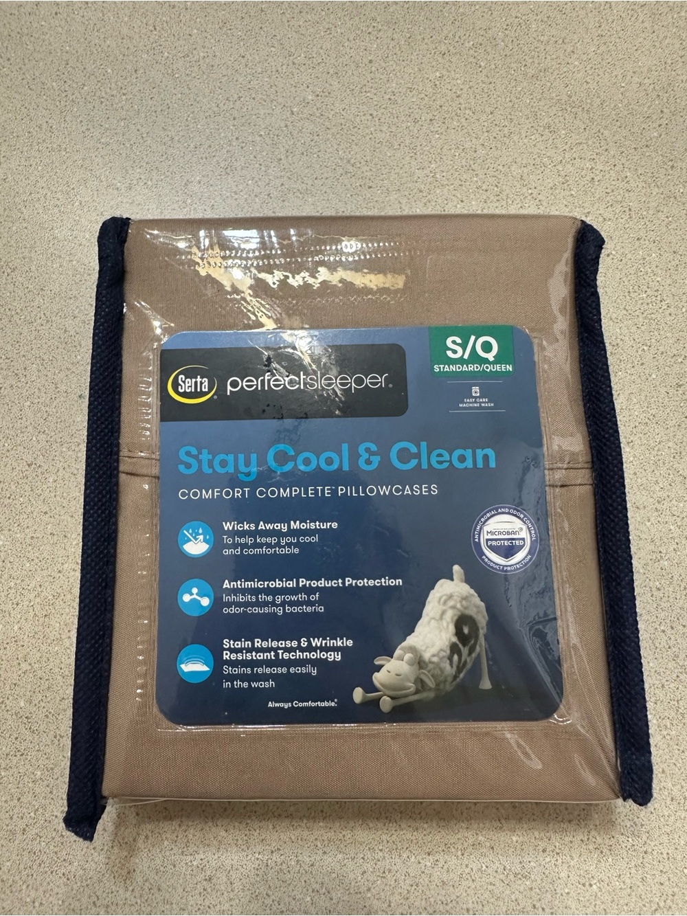 Serta PerfectSleeper Stay Cool & Clean Pillowcases - Taupe